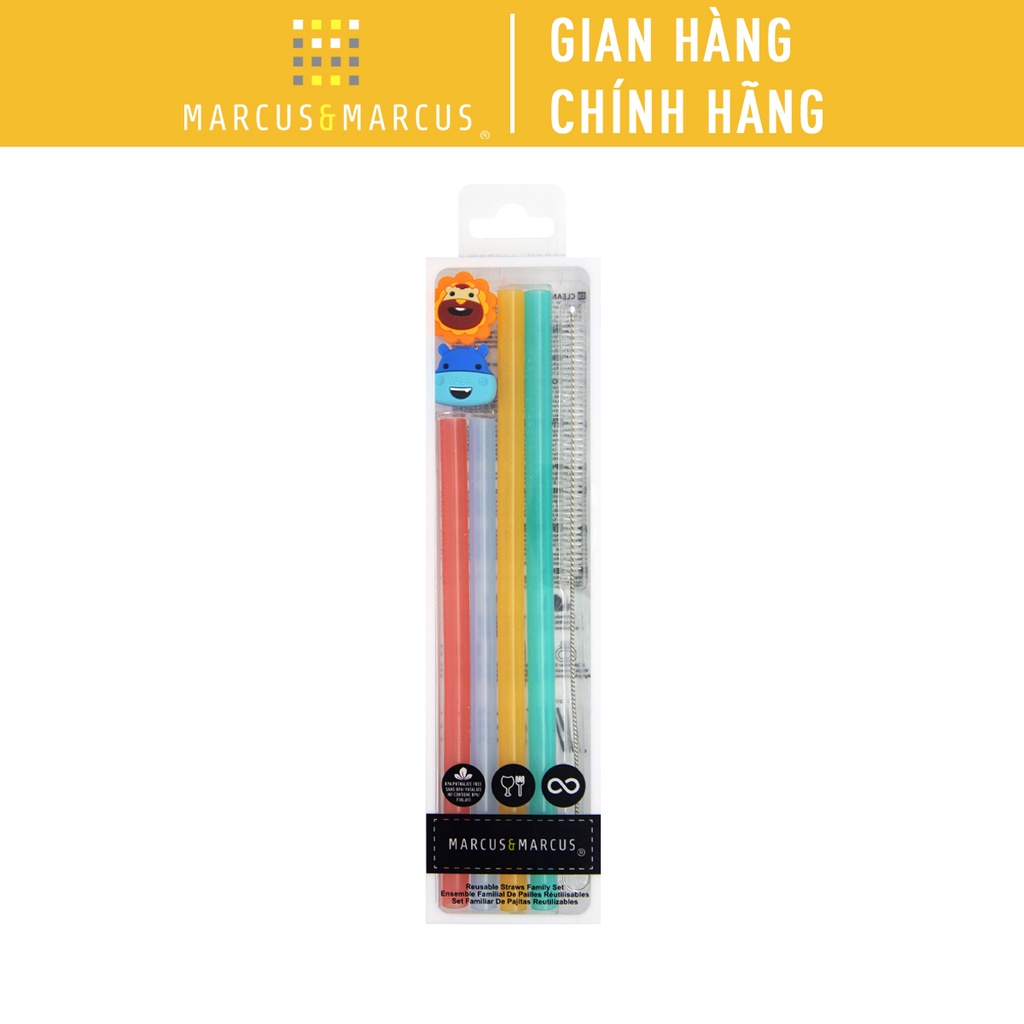Ảnh Bộ ống hút silicon kèm cọ rửa Family Marcus & Marcus cho bé từ 3 tuổi 1