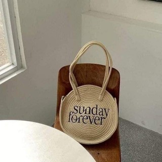 Túi cói sunday forever túi xách nữ Tote đi biển,du lịch phong cách thời trang vintage