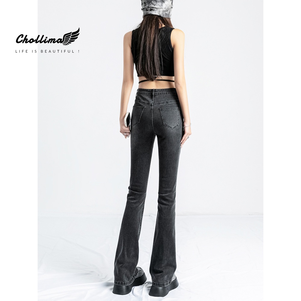 Ảnh Quần jeans nữ ống loe co giãn Chollima QD046 trẻ trung năng động ulzzang phong cách hàn quốc 1