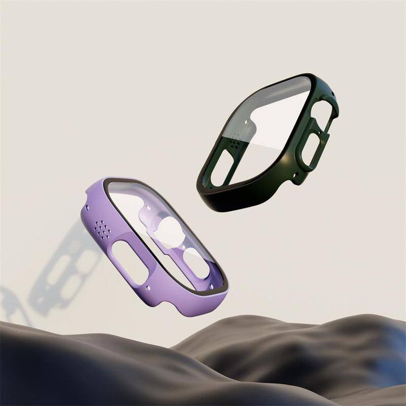Kính + Vỏ Cho Apple Watch ultra 2 Vỏ 49mm Bảo Vệ Màn Hình PC Toàn Diện Ốp Lưng Kính Cường Lực Vỏ iwatch Ultra Phụ Kiện