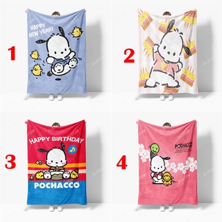 Pochacco Flannel Chăn Sanrio Pochacco Hoạt Hình Dễ Thương Trẻ Em Quà Tặng Mềm Mại Thoải Mái Ấm Giường Chăn