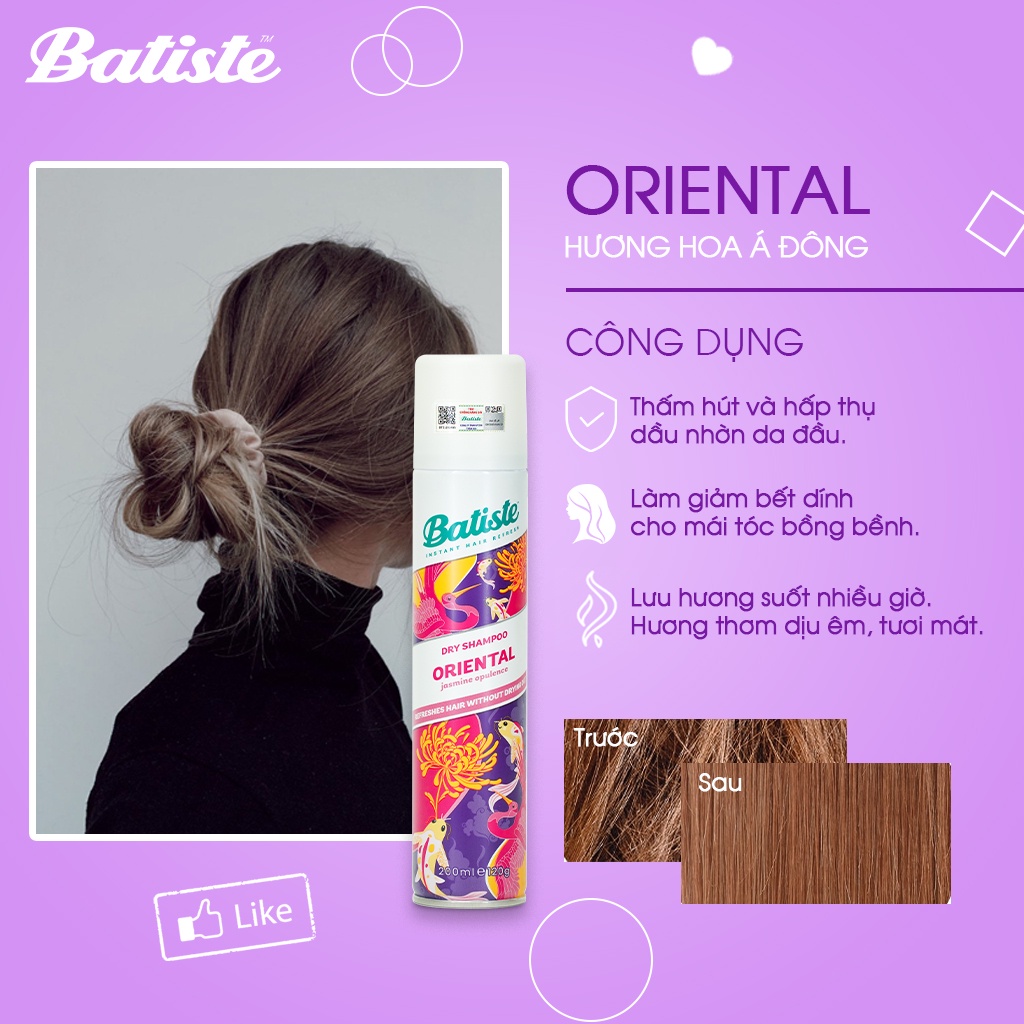 Ảnh 2 Dầu Gội Khô Batiste Hương Á Đông 200ml Cho Tóc Hết Bết Dính, Làm Phồng Chân Tóc Tức Thì 2