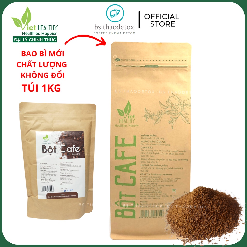 Cà Phê Thanh Lọc Detox Thải Độc Đại Tràng, Bột Cafe Viethealthy, Gerson