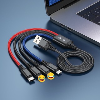 Cáp sạc 4 đầu Hoco X76 2 cổng LaiNing / Type-C / MicroUSB dài 1M, max 2A