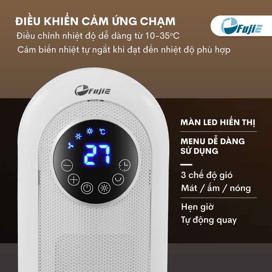 Quạt sưởi FujiE CH-2300 Gốm Ceramic, không đốt oxi, bảo vệ quá nhiệt an toàn, ấm nhanh tiết kiệm điện, bảo hành 24 tháng