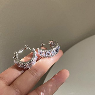 Khuyên Tai Hình Chữ c Đính Đá Phong Cách Âu Mỹ Độc Đáo Mới