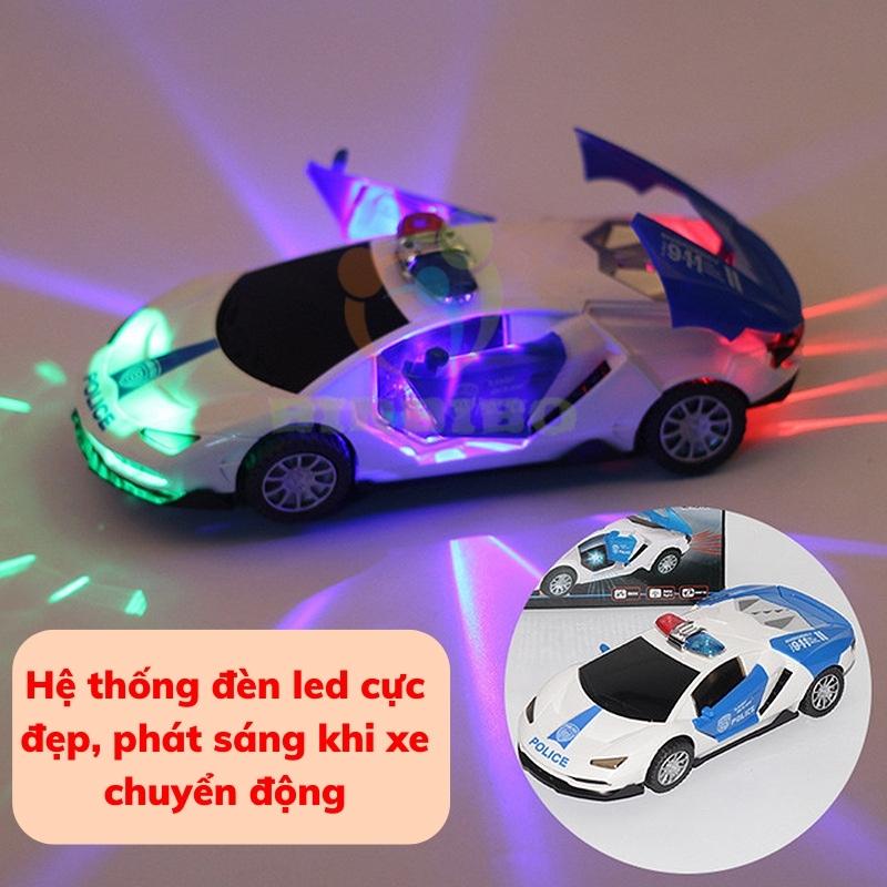 Ô tô đồ chơi xe cảnh sát xoay 360 tự động đánh lái có đèn có nhạc cực đẹp - Binbibo