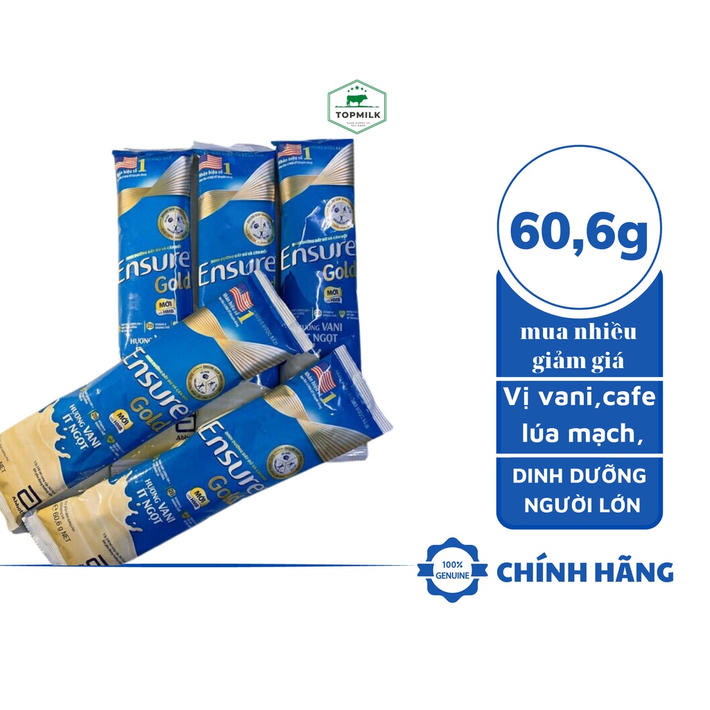 10 Gói Ensure Gold 606g Vị Vani Cafe Hạnh Nhân Dinh Dưỡng Toàn