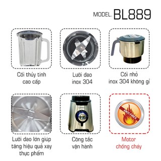 Máy Xay Sinh Tố OSAKA BL889 – 600W – Cối Thủy Tinh 1.5L – Xay Được Đá, Thịt, Hạt Khô, Cua Đồng