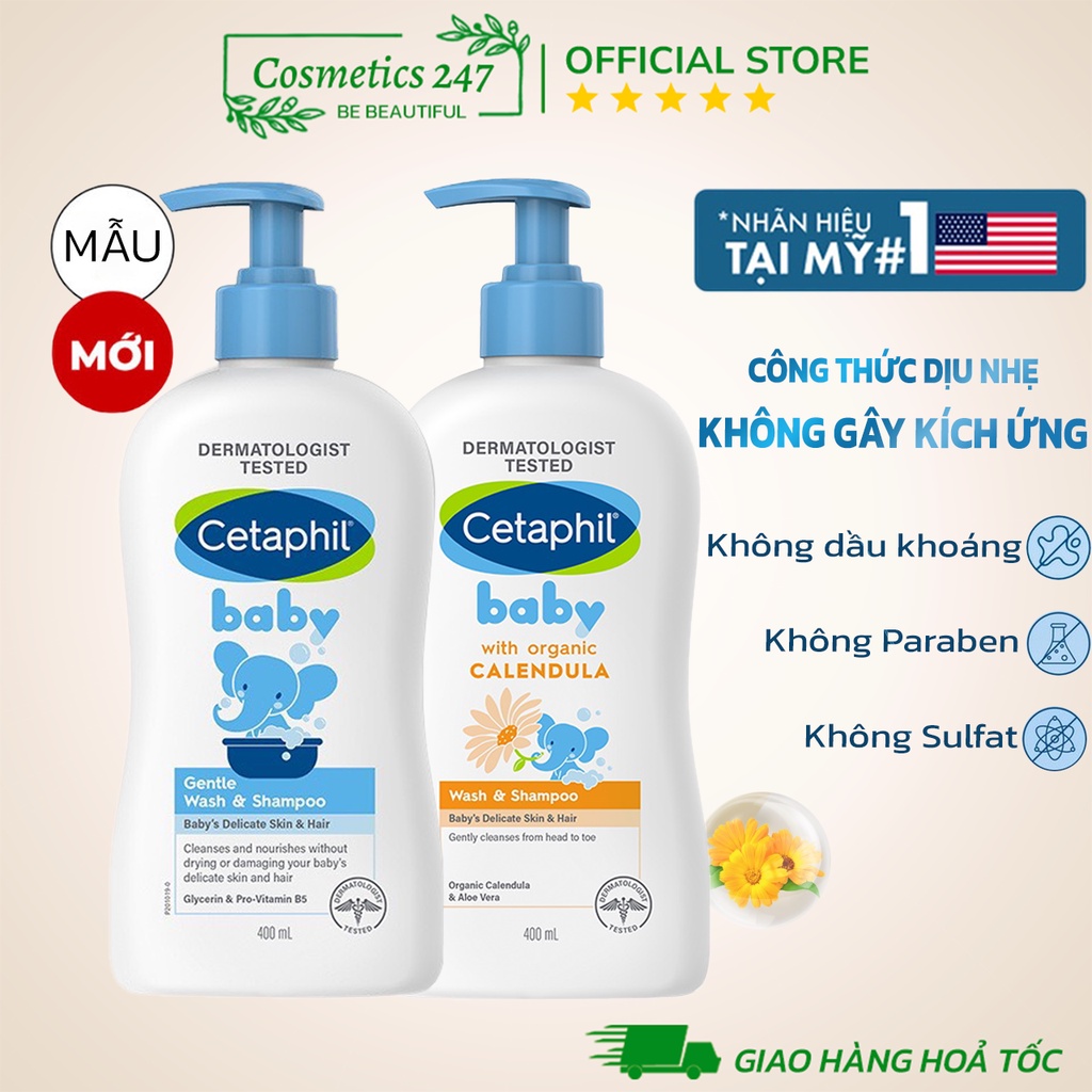 Sữa tắm gội Cetaphil cho bé - Cetaphil Baby Wash & Shampoo with Organic Calendula 400ml