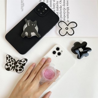 Giá Đỡ Điện Thoại Hình Mèo Và Hoa Màu Đen Trơn