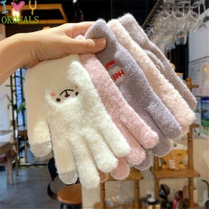 Găng Tay Len Cashmere Dày Dặn Giữ Ấm Mùa Đông Có Thể Chạm Màn Hình Cảm Ứng Dành Cho Nữ