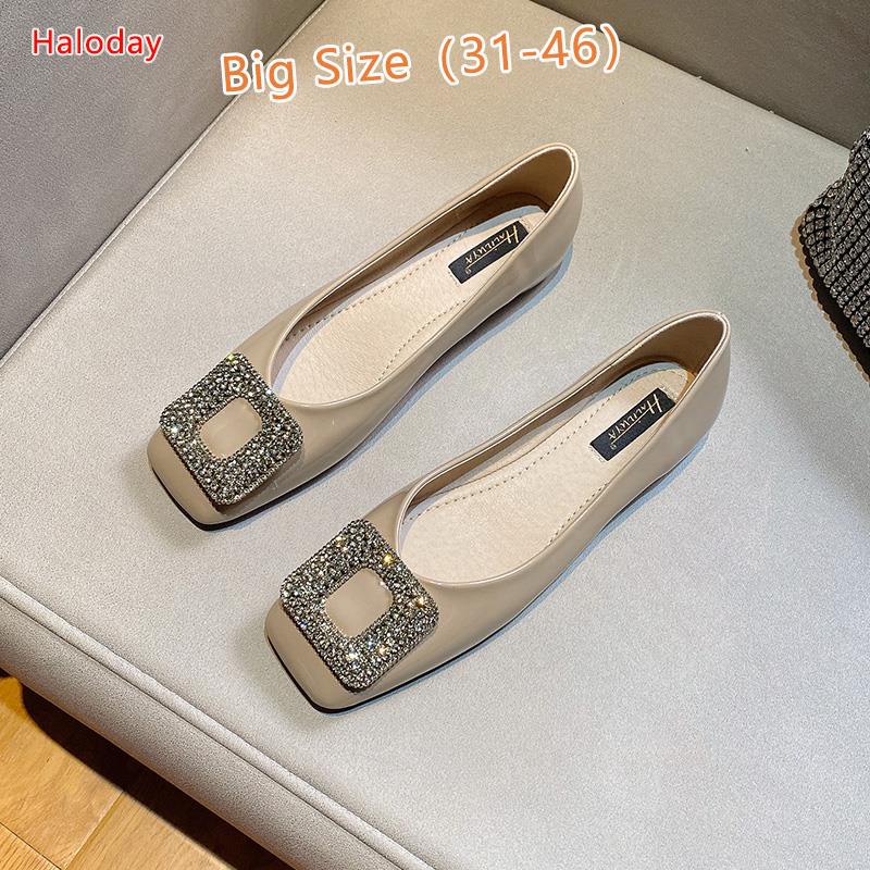 Giày Nữ Size Lớn (31-46)✨Mũi Vuông Giày Đế Bằng Nữ Xuân Thu Túi Giày Nhẹ Nhàng Cổ Tích Nông Miệng Bằng Sáng Chế Da Thời Trang Size Lớn 41 Giày Dạ Hội Giày Đế Bằng