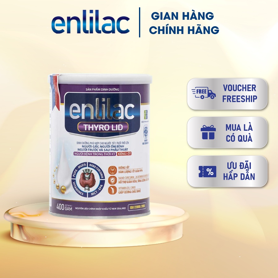 Sữa bột Enlilac Thyro LID- Lon 400g - Dinh dưỡng tăng cường sức khỏe cho bệnh nhân cường giáp, kiêng iod