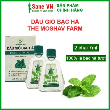 Dầu gió bạc hà hộp 2 chai 7ml * 1chai SANEVN dầu gió 100% từ lá bạc hà giúp giảm đau đầu nghẹt mũi