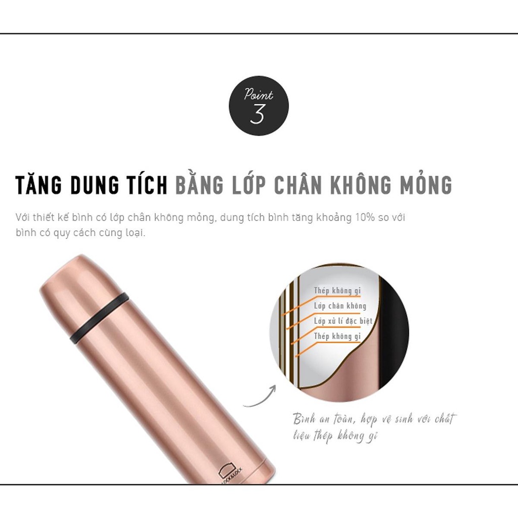 Bình giữ nhiệt LocknLock 500ml Vienna LHC1430 miệng bình rộng, nắp dùng làm cốc nước uống - K-MALL
