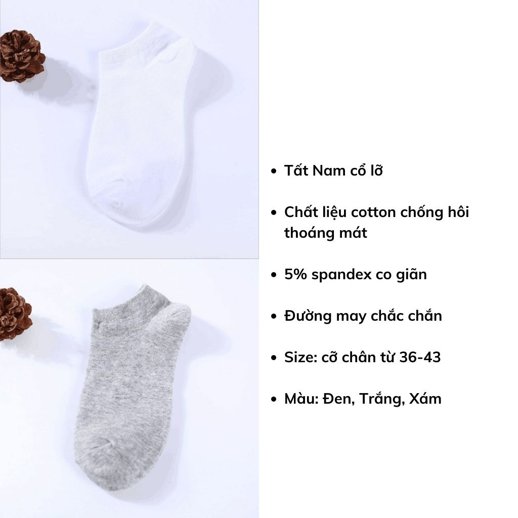 Tất vớ nam cổ trung cotton chống hôi mềm mại thoáng mát LANIXA T054