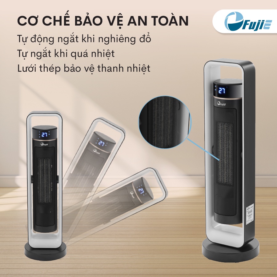 Máy sưởi gốm điều khiển từ xa Nhập Khẩu FujiE, lò quạt sưởi điện làm ấm nhanh không khô da