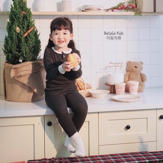 (XẢ KHO) Bộ thu đông cho bé Batala kids, set giữ nhiệt trẻ em vải TỔ ONG, set mặc nhà cho bé kiểu Hàn Quốc từ 10-25kg
