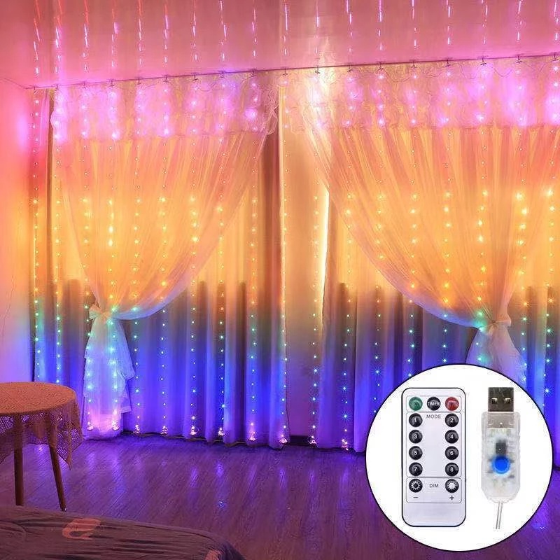 Rèm đèn LED 300 bóng với 8 chế độ tùy chỉnh để trang trí phòng ngủ ...