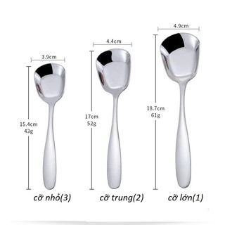 Inox 304 (lẻ 1 cái)Thìa Vuông Đáy Phẳng- Muỗng Ăn Cơm Mẫu Mới 3 Cỡ Phù Hợp Với Mọi Người