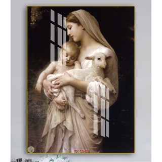 Tranh Mẹ Maria Và Chúa Hài Đồng (60x90cm) - Tranh Treo Tường Lamiate Tráng Gương