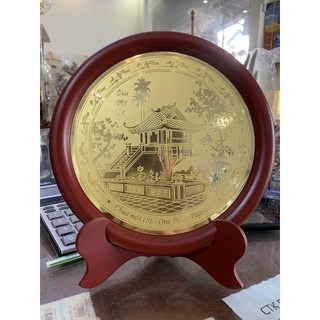 Đĩa đồng hình Bác Hồ Bác Giáp Văn Miếu Chùa Một Cột Trống đồng quà tặng trưng bày