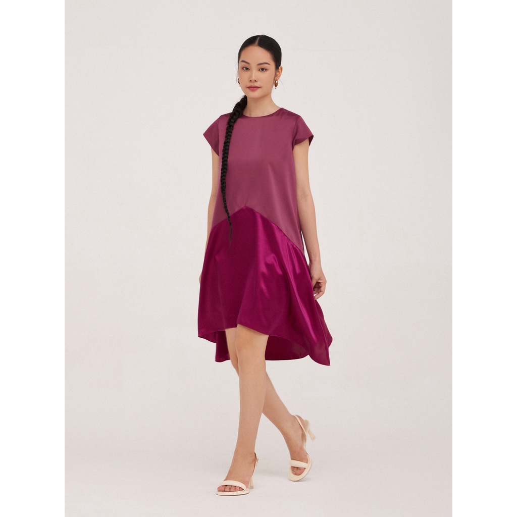 Đầm lụa phối màu Twins dress