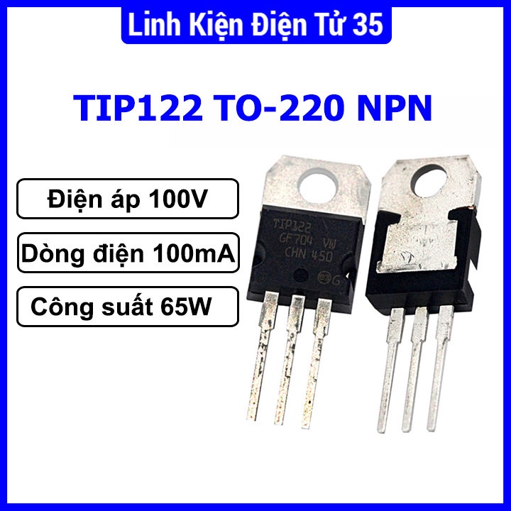 Linh kiện bán dẫn TIP122 TO-220 NPN 100V/5A/65W Darlington Transistor ...