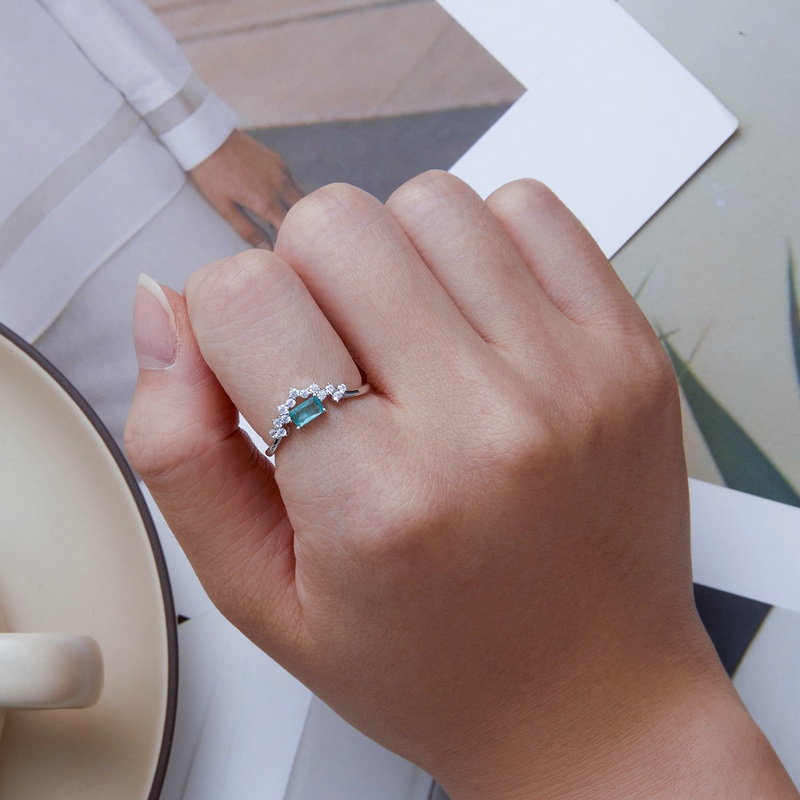 BAMOER Nhẫn Bạc 925 ĐíNh Đá Zircon ThờI Trang
