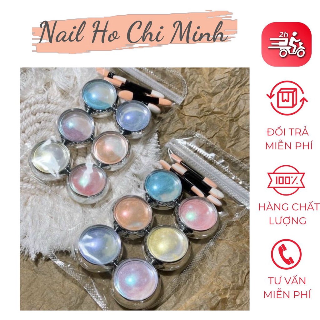 [TRỢ GIÁ SHOPPE] Set bột tráng gương ngọc trai 6 màu trong suốt (tặng kèm cọ chà tráng gương)