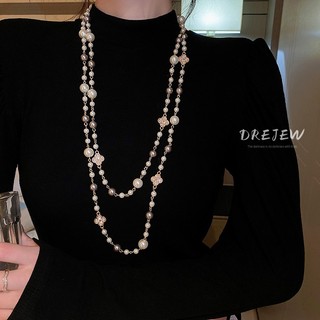 DREJEW Dây Chuyền Dáng Dài Mặt Hoa Đính Ngọc Trai Cao Cấp Phong Cách Hàn Quốc Mới vòng cổ nữ