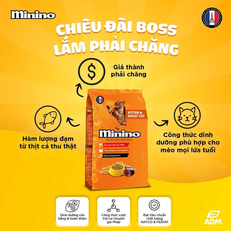 Thức Ăn Hạt Minino Tuna Cho Mèo Mọi Độ Tuổi 1,3Kg