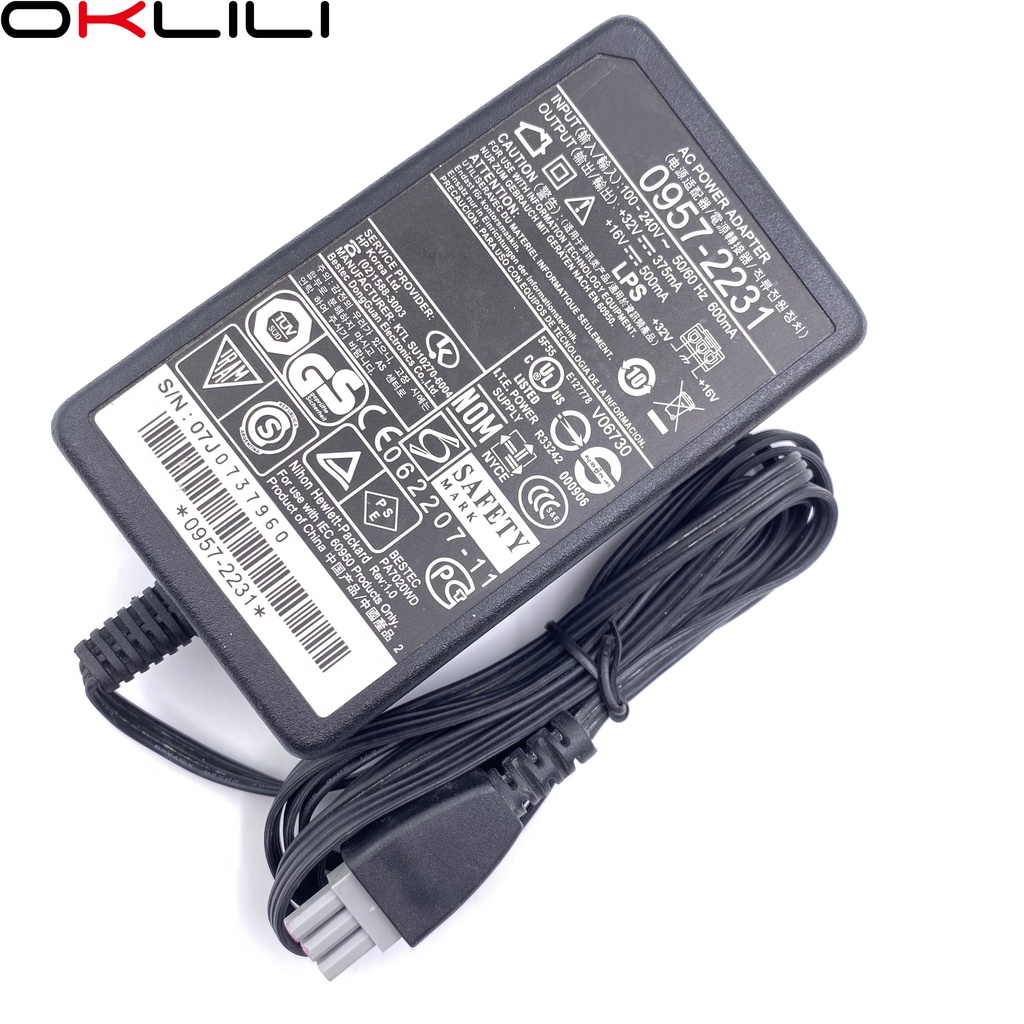 0957-2231 AC Adapter Sạc Nguồn 32V 375mA 16V 500mA Cho HP D1420 D1430 D1460 D2430 D2460 F2120 F2140 F2240 F2280 F2290