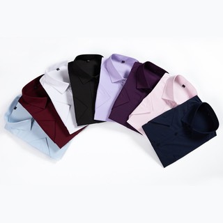 Áo Sơ Mi Tay Ngắn Màu Trơn Co Giãn Tốt Thời Trang Mùa Hè Cho Nam Size Lớn 12XL 10XL 10XL 8XL 7XL