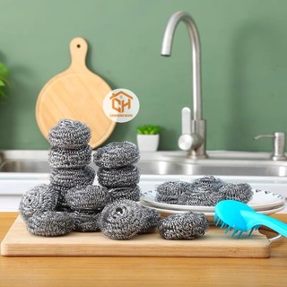 Cọ Xoong Nồi Bằng Thép Không Rỉ, Búi Cọ Đánh Xoong Siêu Bền Vệ Sinh Sạch Sẽ Cam Homeware