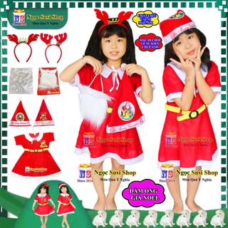 (TẶNG KÈM NÓN) BỘ ĐẦM ÔNG GIÀ NOEL CHO BÉ YÊU TỪ 1-10 TUỔI VẢI NỈ  - VÁY NOEL CHO BÉ [BÁN LẺ GIÁ SỈ]