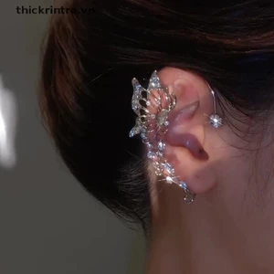 THI Thời Trang Lấp Lánh Pha Lê Ear Cuff Không Cần Kẹp Bông Tai Thanh Lịch Kẹp Tai Cho Nữ Tinh Tế Vòng Đeo Tai Trang Sức Cưới VN