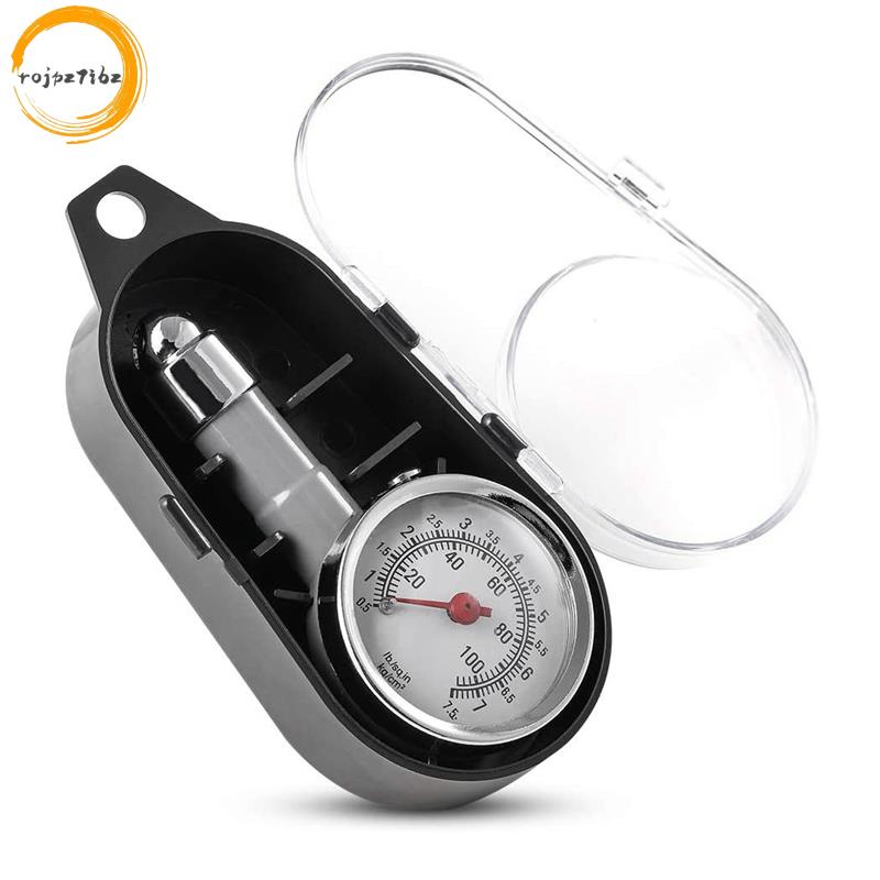 Đồng hồ đo áp suất lốp nhỏ 10-100PSI, Gage khí hợp kim kẽm cơ khí chính xác cho xe máy, ô tô, SUV ATV