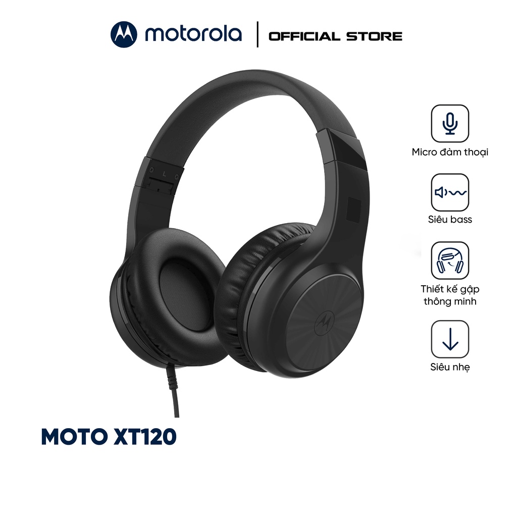 Tai nghe chụp tai có dây Motorola Moto XT120 - âm thanh sống động - hỗ trợ đàm thoại thông minh