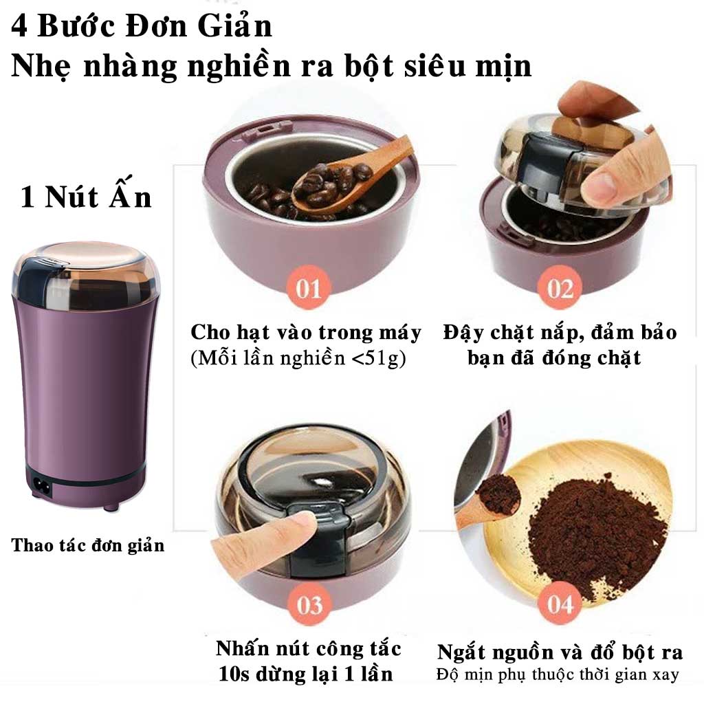 Ảnh Máy Xay Hạt Khô, Bột Ngũ Cốc, Cafe, Thảo Dược, Các Loại Hạt Cực Nhanh Chỉ Từ 6 Đến 18 Giây Chính Hãng Amalife 3
