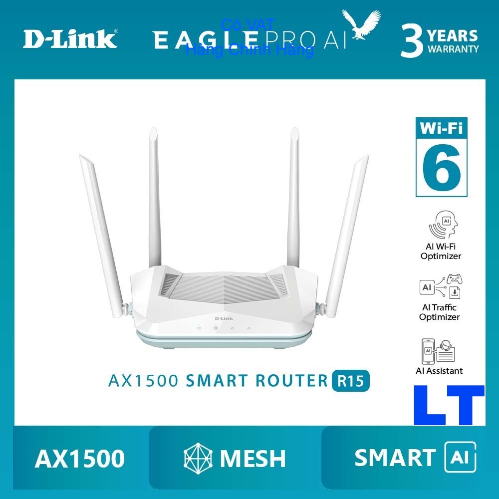 Router Wi-fi thông minh chuẩn Wi-fi 6 tốc độ AX1500 D-Link Eagle Pro AI ...
