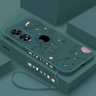 ốp lưng oppo a17 oppo a97 5g Ốp Điện Thoại Silicone TPU In Hình Phi Hành Gia Kèm Dây Đeo Cho oppo a17 oppo a97 5g