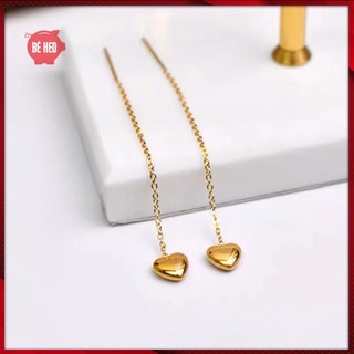 Bông tai titan dài trái tim tua rua - Trang sức Bé Heo BHBT469-2