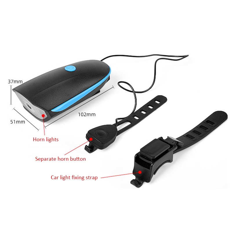 LOAI SẠC Đèn xe đạp siêu sáng có còi sạc usb chống nước 7588,đèn led xe đạp thể thao,T6 loại caocấp