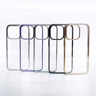 Ốp DEVIA trong suốt viền màu sáng bóng cho iPhone 14/14Max/14Pro/14ProMax