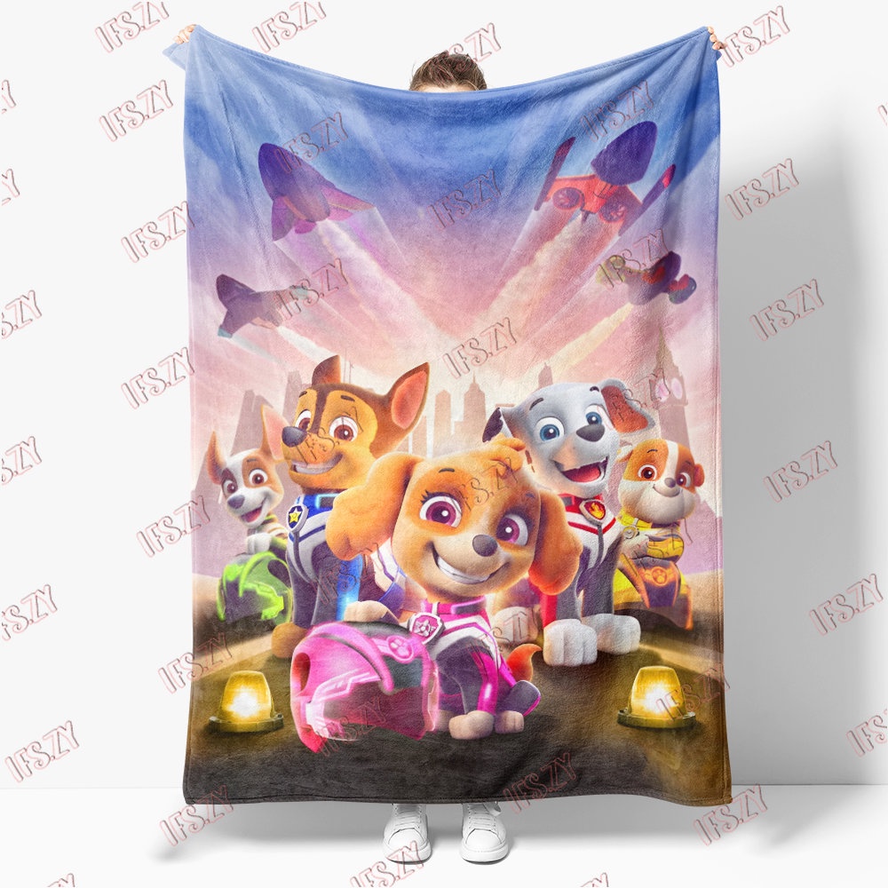 Chăn flannel Đơn Điều Hòa Không Khí In Hình paw patrol 4 Kích Thước Cho Bé