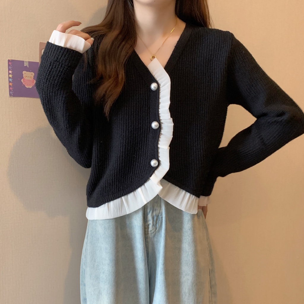 Áo Cardigan Dệt Kim Dáng Suông Plus Size Thời Trang Pháp Cho Nữ