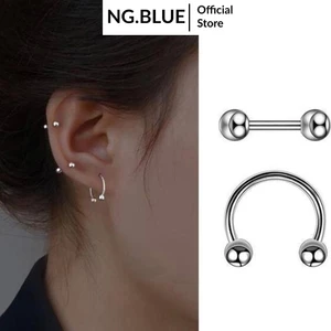 Bông tai hình bi tròn bạc thép titan không gỉ an toàn thời trang nam nữ khuyên tai bi tròn 2 đầu unisex KT15