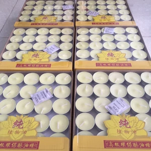 Nến bơ thực vật tự nhiên tealight hộp 100 viên cháy 4 tiếng KHÔNG MÙI, KHÔNG KHÓI. Trang trí bàn thờ
